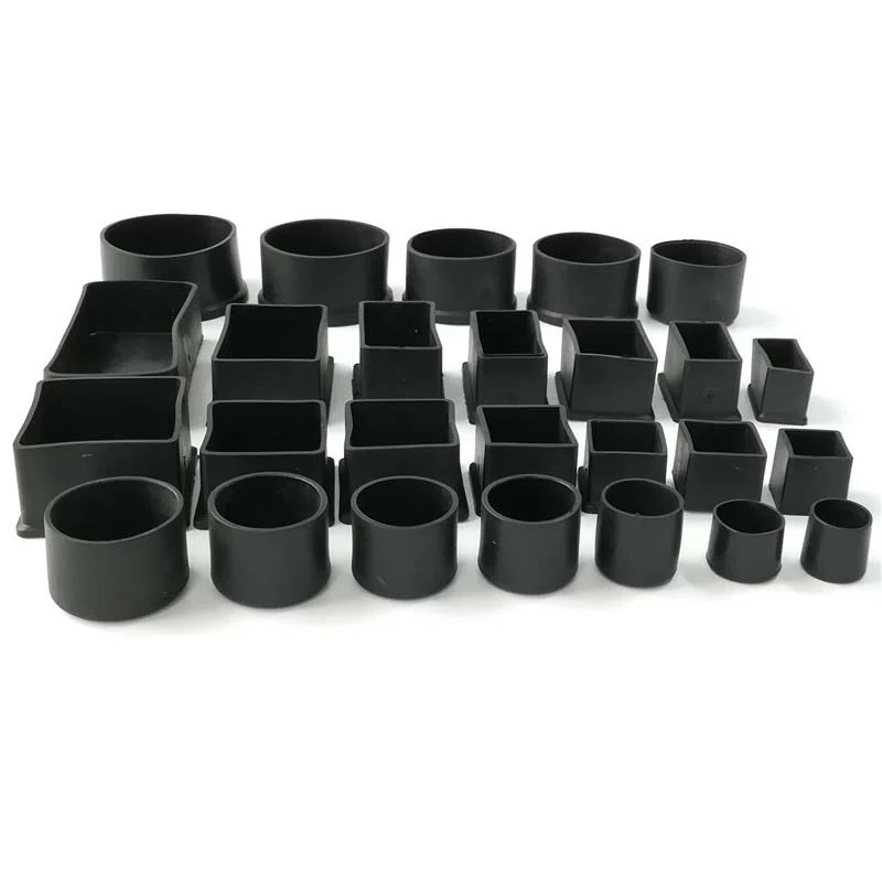 Round Chair Leg Protectors 4pcs Non-slip Black Chair Leg Caps