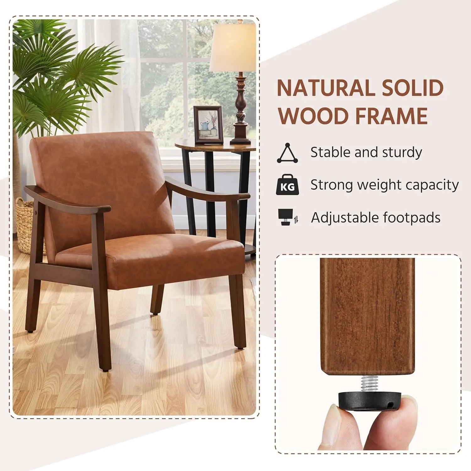 Wood Legs, Reading Leisure Chair with High Back for Living Room 5