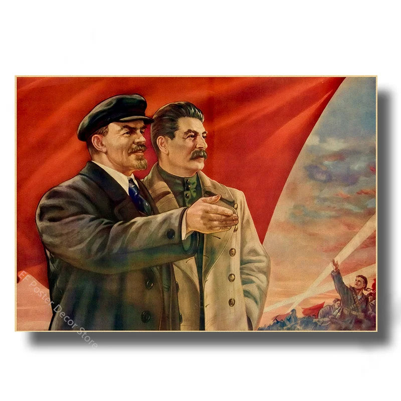 Vintage Art Poster Celebrity Stalin Marx Lenin Poster Soviet USSR CCCP Home Room Decor Painting Vintage Posters Kraft Paper Prints Art Wall Picture