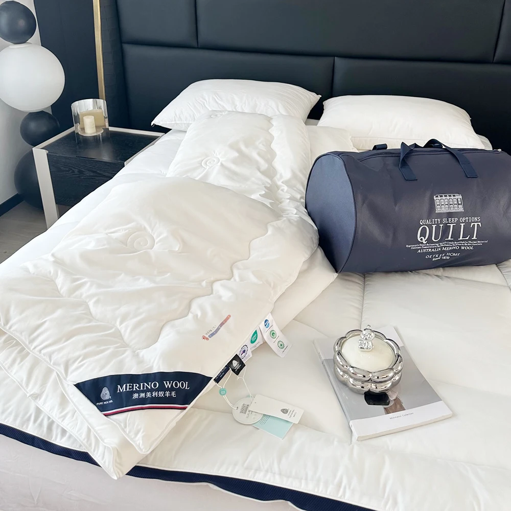 Sondeson Luxury Natural 100% Wool Quilt White Ultra-Soft Wool Filled Comforter Single Twin Double Queen King Blanket All Season