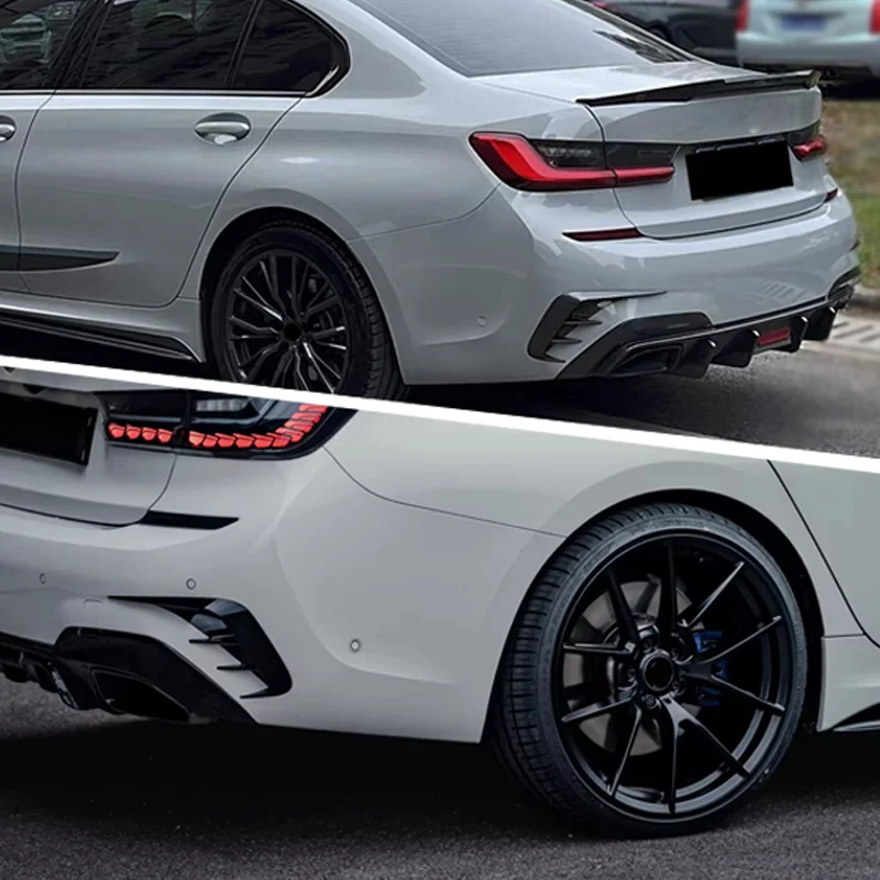 BMW 액세서리 3 시리즈 G20 2019+ 318i 320i 325li 330i 자동차 후면 범퍼 립 스포일러 카나드 벤트 블랙 카본 ABS 플라스틱