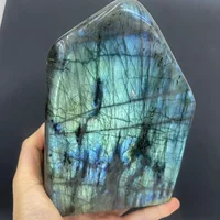 Pretty Natural Crystal Quartz Polished Gemstone Large Labradorite Stone with Blue or Yellow Flashy 2