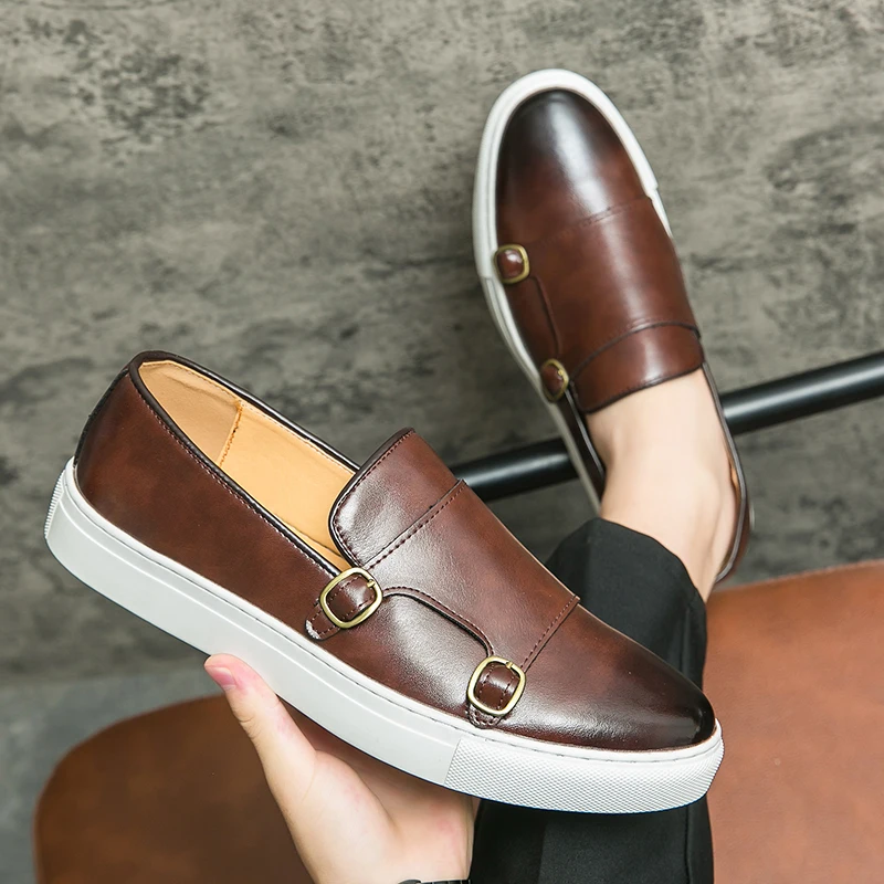 

New Leather Men's Casual Shoes Outdoor Breathable Male Business Shoes Handmade Designer Thick Bottom Dress Shoes Driving Loafers