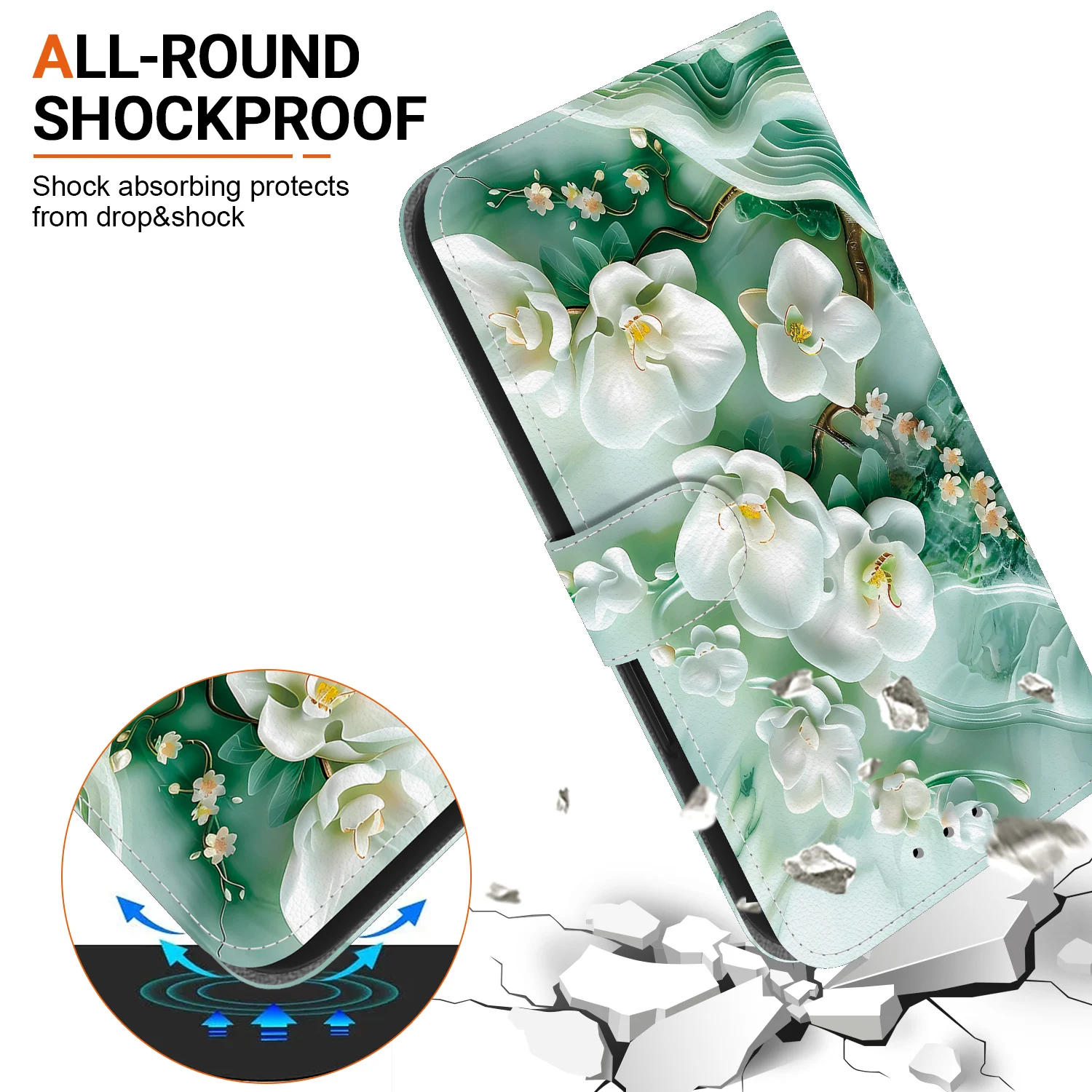 Luxury Leather Flip Phone Case with Beauty Back Cover