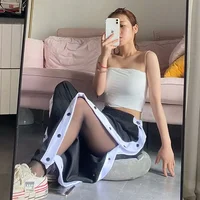 Women's Student Casual Pants Loose Fit Training High Street Style Button up Versatile Fashionable Straight Leg Long Trousers