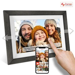 Frameo 10.1 Inch Smart Digital Picture Frame Wood 64GB Memory IPS HD 1080P Electronic Photo Frame WiFi Touch Screen for Gift