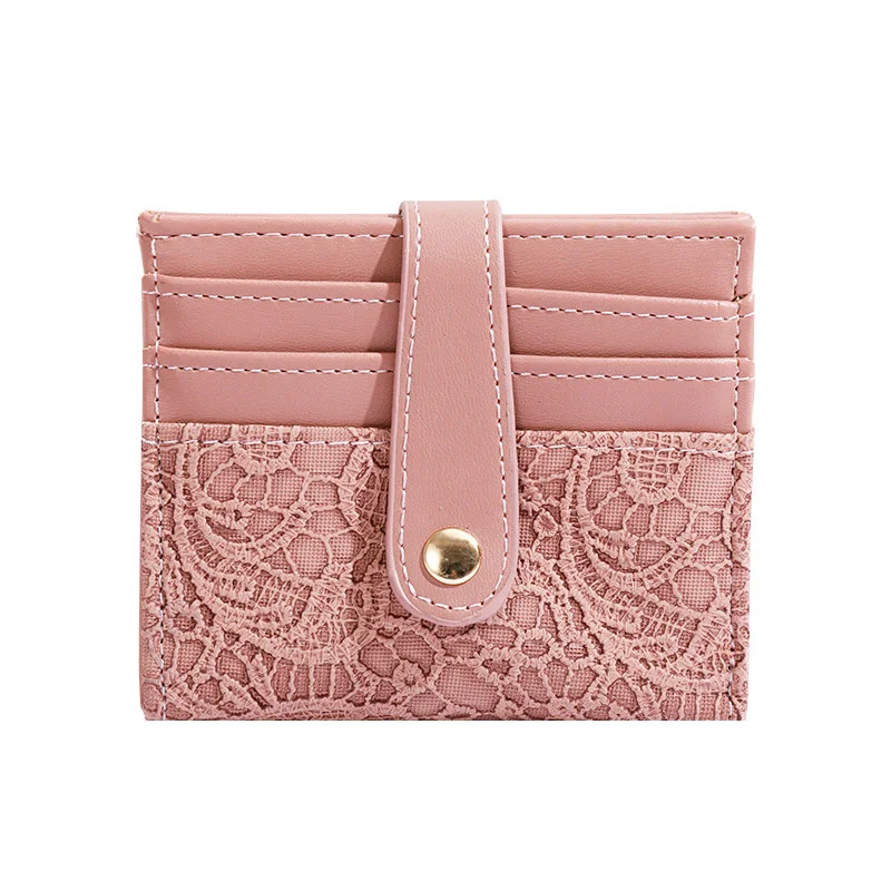 Embroidered card bag women 2021 new multifunctional PU leather short wallet simple multi card position Mini zero wallet