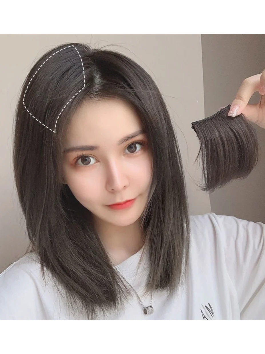 Synthetic Hair Pad Clip Short Straight Invisible Wig Hairpins Women