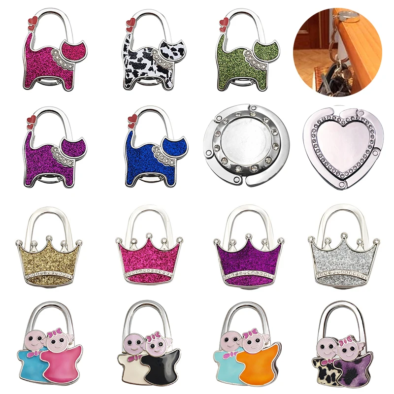 

Cat Heart Shape Folding Handbag Hook Holder Purse Hanger Women's Bag Storage Holder For Indoor Outdoor Table Use Christmas Gift