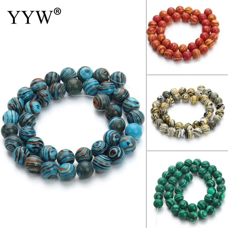 

6mm 8mm 10mm Colorful Round Natural Malachite Stone Loose Beads Lot For Jewelry Making Diy Bracelet Necklace Crafts Findings