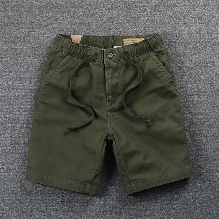 Summer Elastic Waist Casual Gym Shorts New Men's Solid Shorts Korean Style Trendy Sports Running Water Washed Men's Lacing Pants