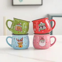 150ML Ceramic Christmas Mugs Cartoon Santa Style Cute Elk Snowman Mousse Cup for Office Home Breakfast Milk Mug Kids Xmas Gifts 2