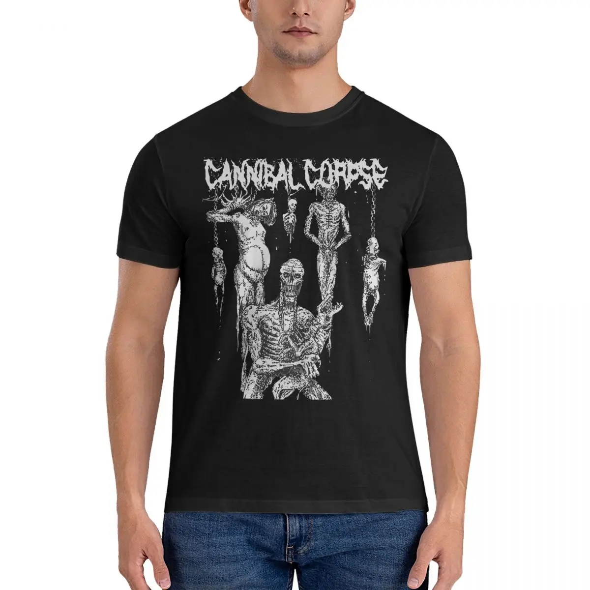 

Vintage T Shirt for Men 100% Cotton Funny T-Shirt Round Collar Cannibal Corpse Tee Shirt Short Sleeve Tops Printing