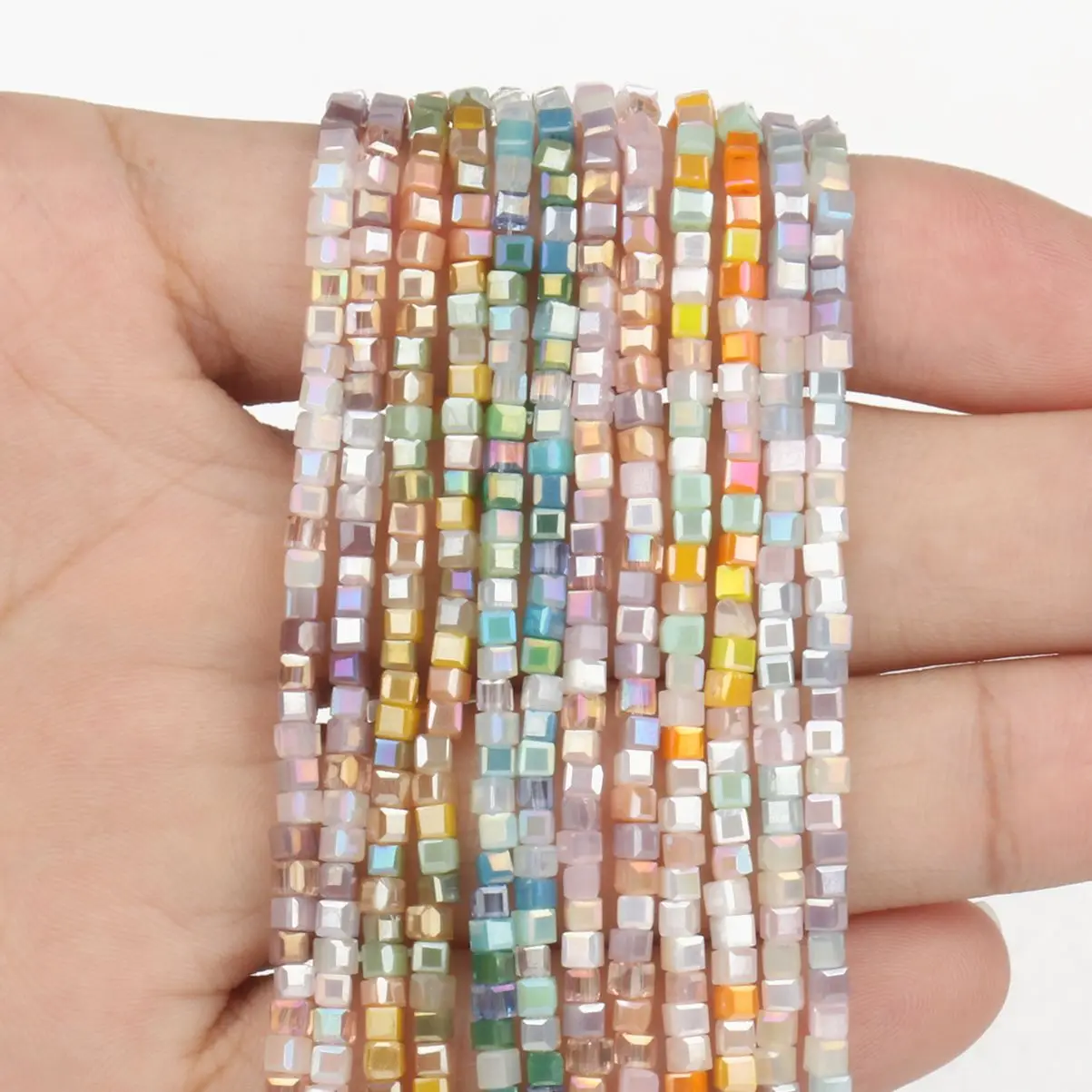 Faceted Glass Flat Beads Long Square Crystal Beaded Jewelry Making