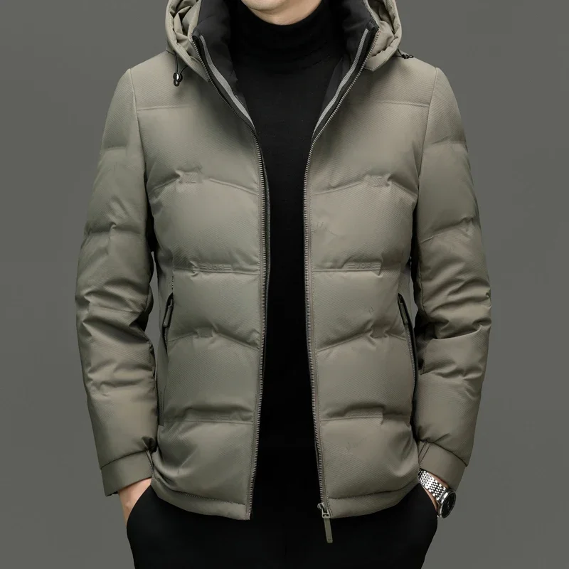 thumbnail image 1 of Abrigos de plumón de seda de leche nuevos de lujo con relleno de pato corto para hombre, ropa de diseñador para hombre, chaquetas acolchadas ligeras, abrigo de invierno frío, 1 of 5
