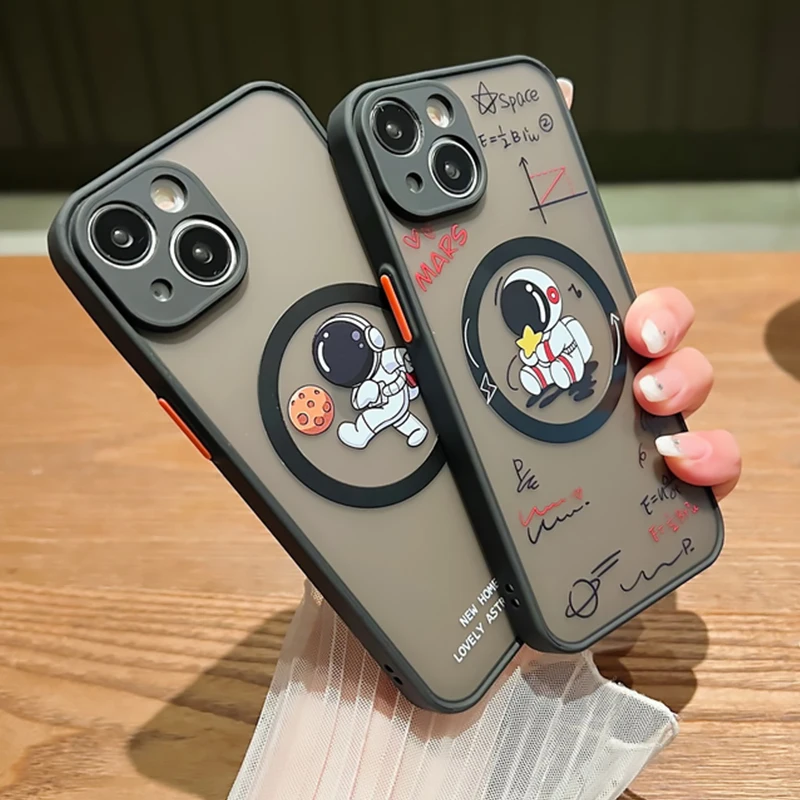 Cartoon Astronaut Matte Hard Acrylic Phone Cover