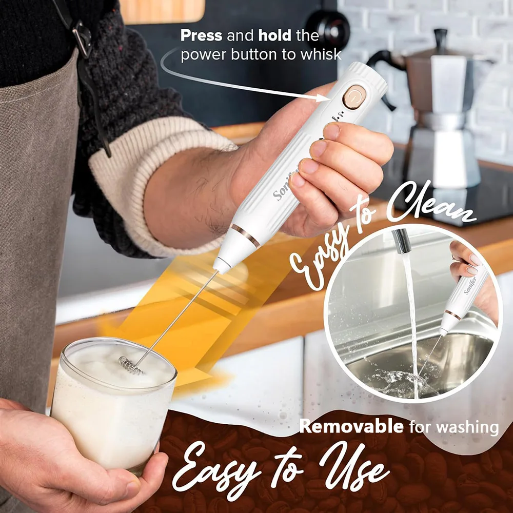 Powerful Milk Frother Wand Ultra Fast Handheld Drink Mixer Electric Whisk Foam Maker for Coffee,Lattes,Cappuccino,Frappe,Matcha 4