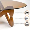 Triangle Coffee Table Glass Coffee Table for Living Room Mid Century Modern Coffee Table with  Minimalist Living Room，32.3 4