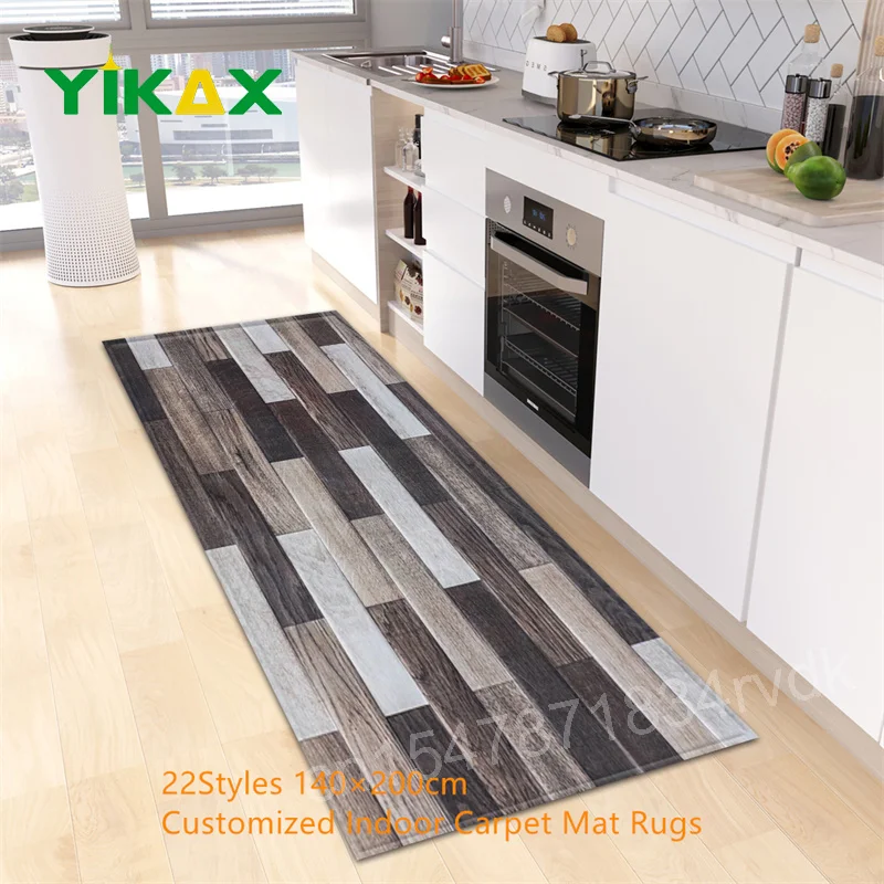 

Wood Grain Kitchen Rugs Bedroom Entrance Doormat Anti-Slip Living Room Floor Decor Carpet Home Bath Hallway Foot Custom Made Mat