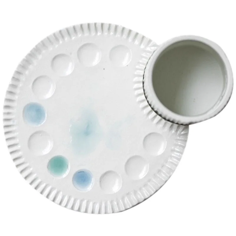 다기능 세라믹 아트 세트, 중국화용 페인트 팔레트 브러시 세척기 잉크 접시 구아슈용