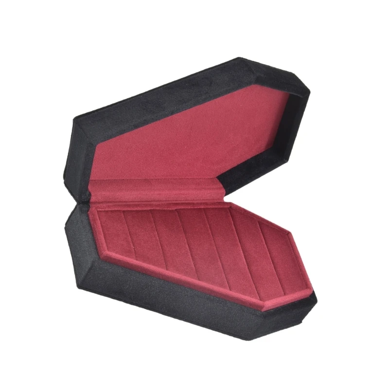 Velvets Jewelry Storage Box Coffin Shape Ring Necklace Earring Box Display Cases Desktop Decoration Jewelry Organizer