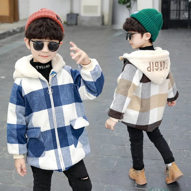 

Boys Coat Jacket Outwear Tops Cotton 2022 Luxury Thicken Plus Velvet Winter Autumn Plus Size Overcoat Children's Clothes