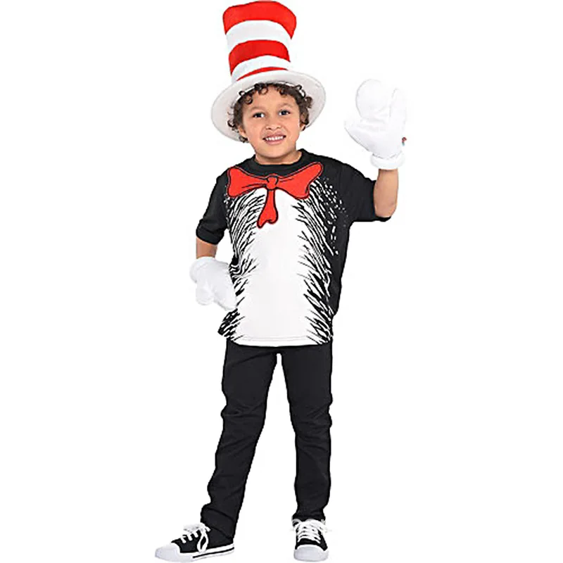 

Cat in The Hat Costume Kids Halloween Carnival Party Outfit Dr. Seuss Cartoon Cat Cosplay Clothes Girls Fancy Tutu Dress Suit