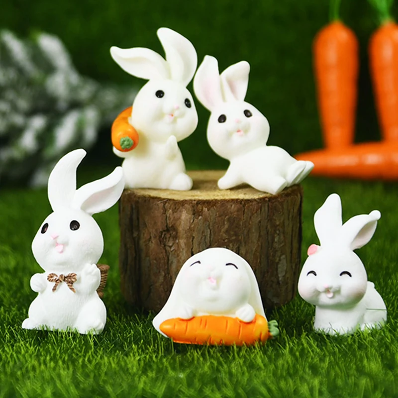 

Resin Bunny Ornament Easter Home Miniature Landscape Decoration Cute Animal Rabbit Figurine Dollhouse Miniature Fairy Home Decor