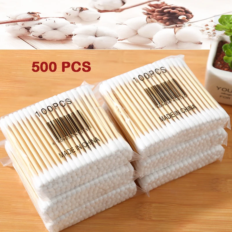Double Head Wood Cotton Swab Makeup Lipstik Cotton Buds Tip Sticks Nose Ear Cleaning Health Care Tools coton tige maquillage cotton swabs,wood cotton swabs,disposable cotton swabs