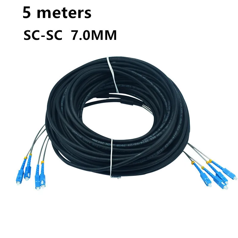 

5-метровый оптический кабель, одномодовый 4-жильный водонепроницаемый и прочный бронированный волоконно-оптический кабель, диаметр 7 мм
