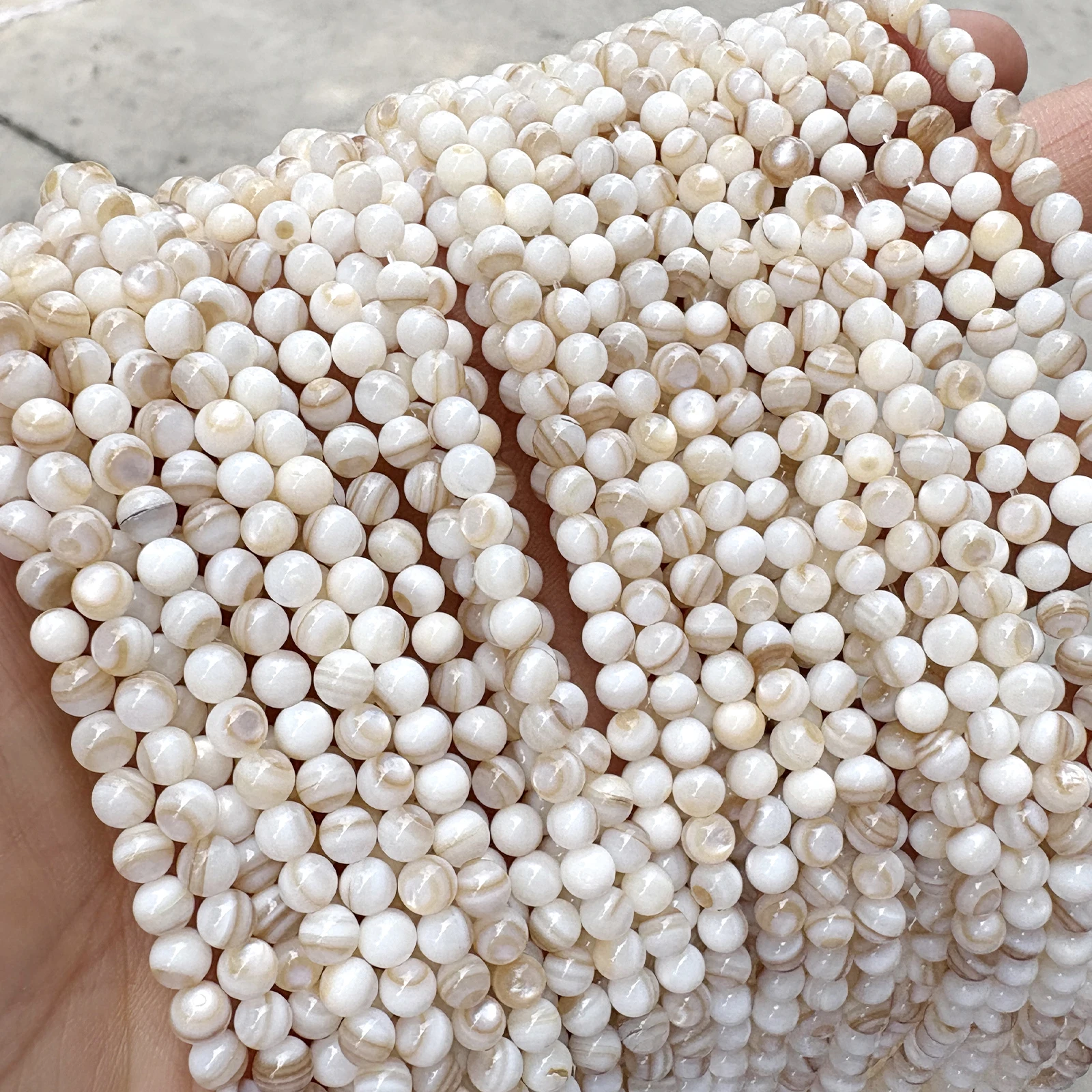 Loose Beads Natural Shell Brown Lace Mother of Pearl Round 15" Strand 2 3 4 6MM for Jewelry Making Bracelet Necklace