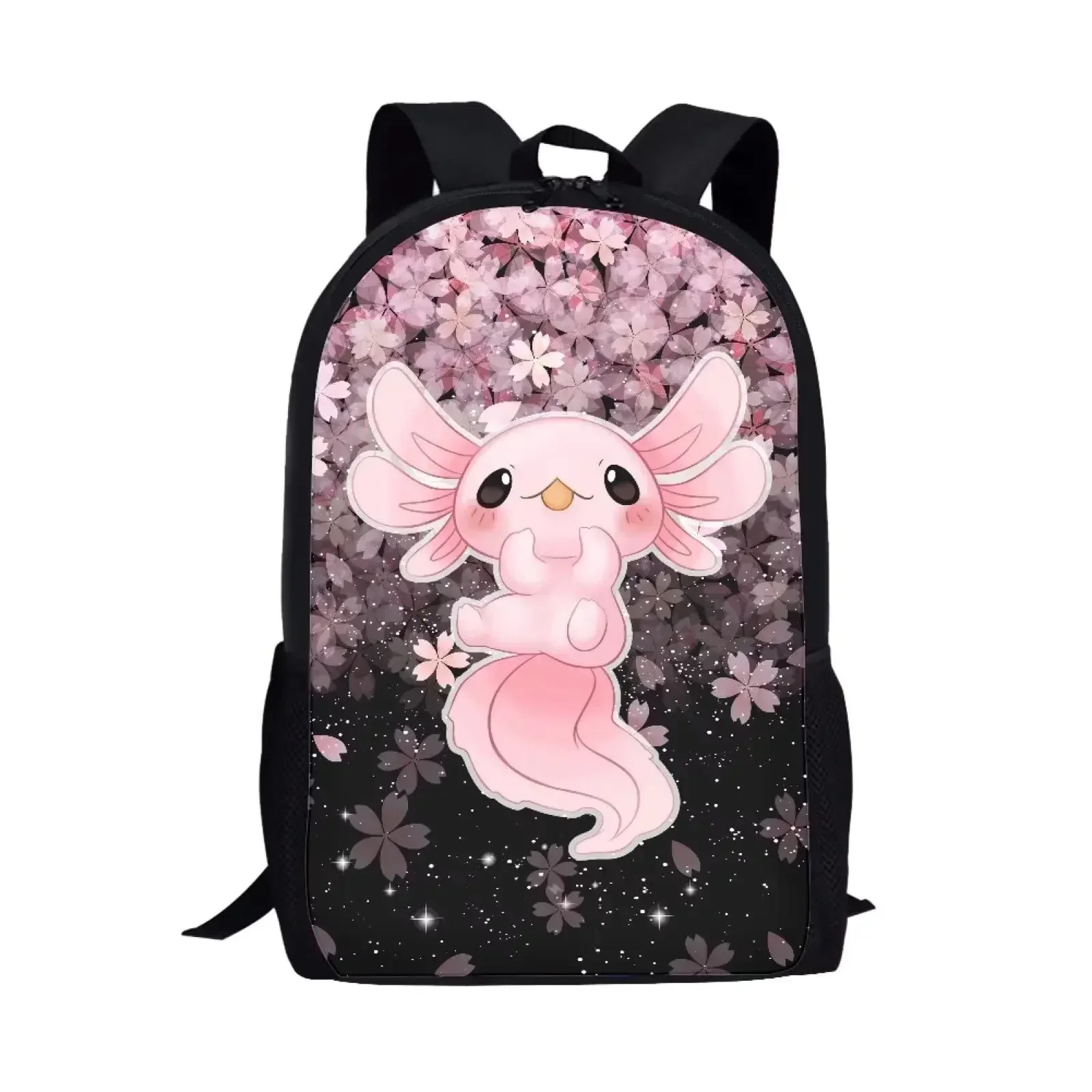Sakura Axolotl School Backpack for Girls Boys Bookbag Large Capacity School Bag for Teenager Middle School Student Elementary 3
