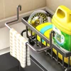 Kitchen Drill-Free Sink Organizer Multi-Use Sponge Soap Holder Draining Rack for Kitchen Countertop Storage Waterproof Shelf 2