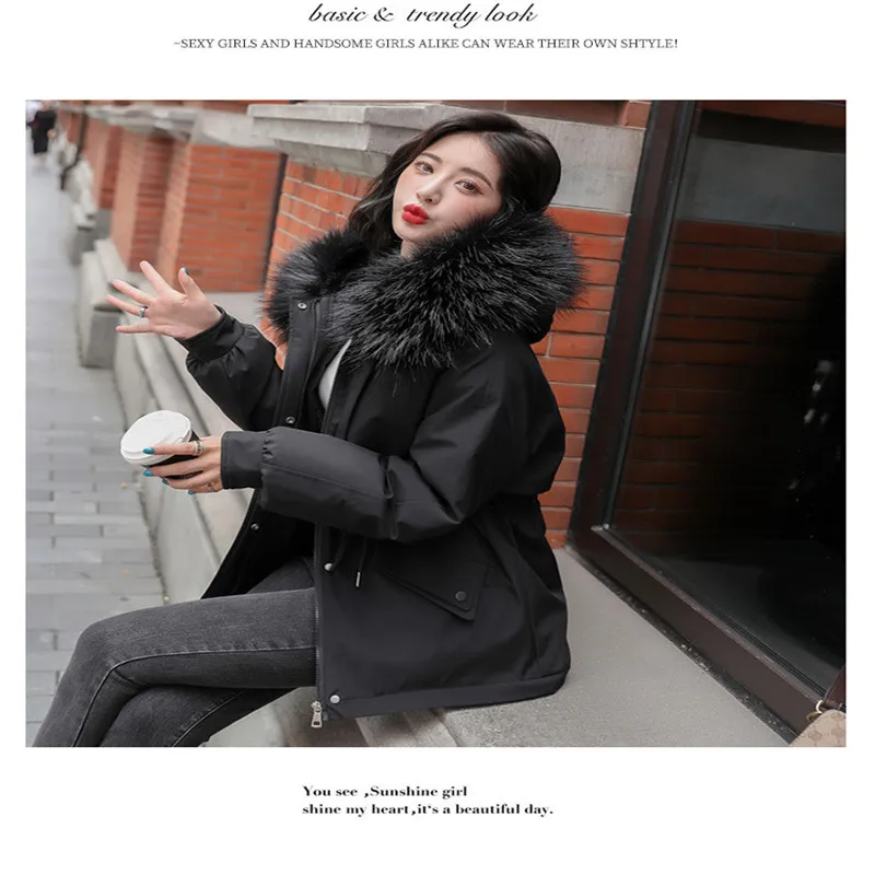 Winter New Thickened Warm Drawstring Down Padded Jacket Women Waist-slim Warm Student Padded Jacket Fashion Clothes