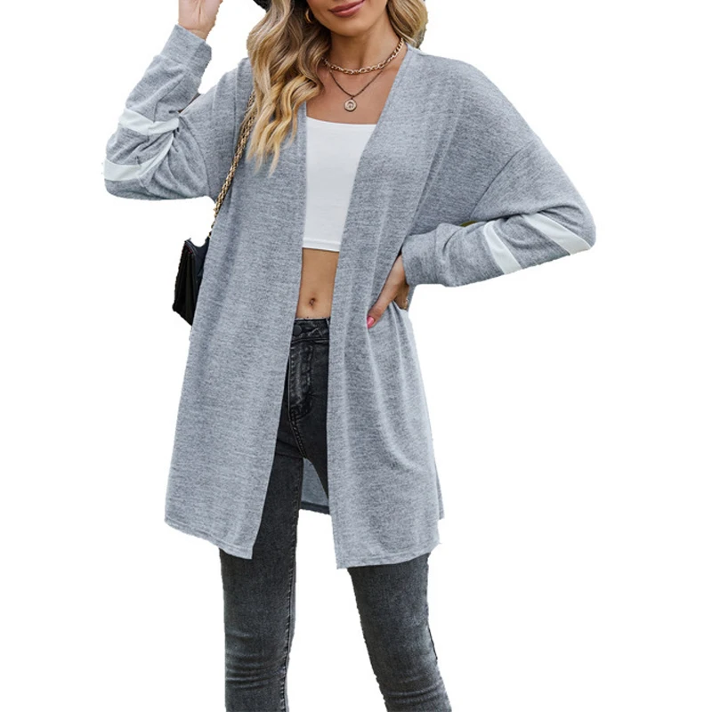 

Women Trendy Striped Patchwork Elegant Tunic Outwear Cardigan Jacket 2023 Spring Autumn Casual Streetwear Long Sleeve Loose Coat