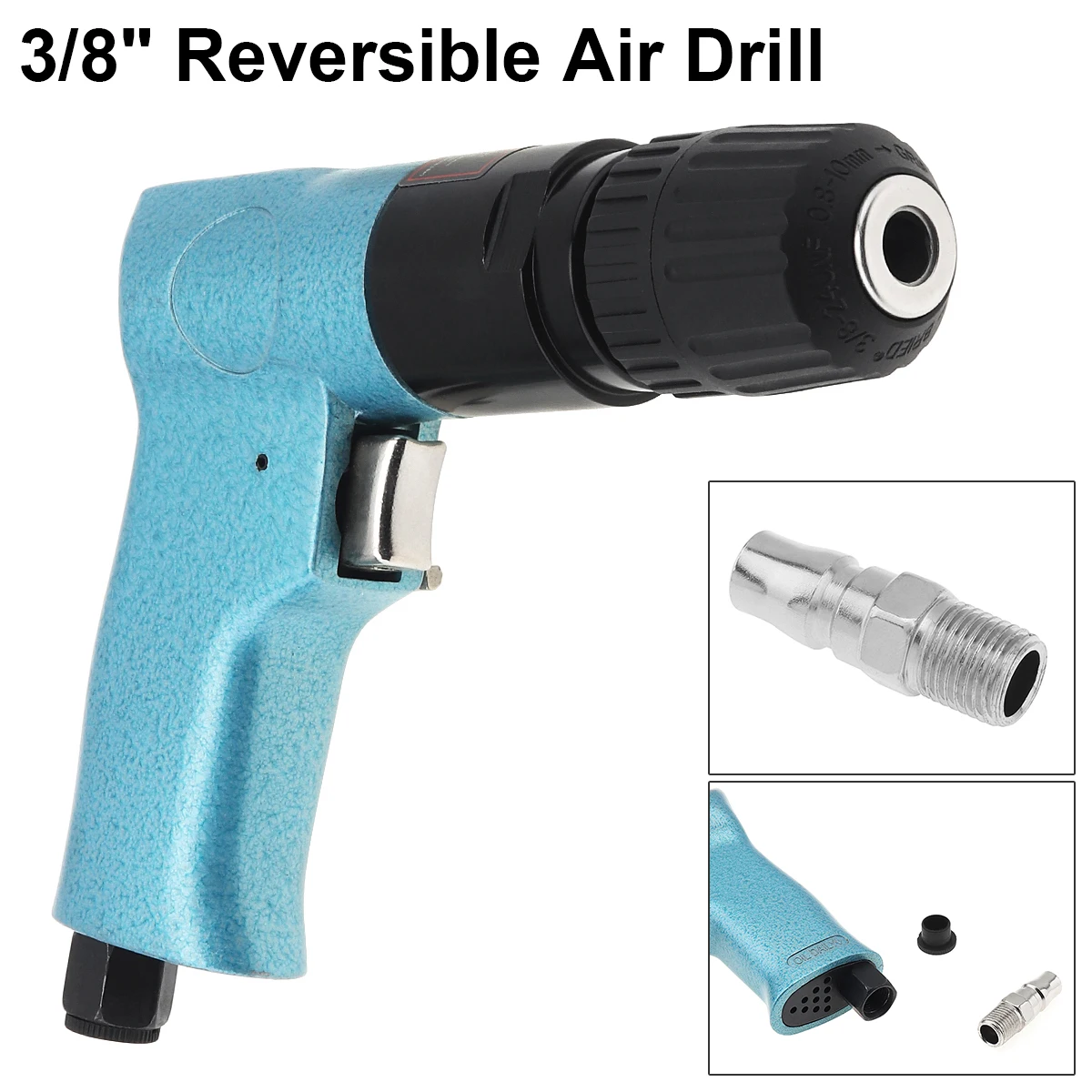 

3/8" 1800RPM High-speed Cordless Pistol Type Pneumatic Gun Drill Reversible Air Drill for Hole Drilling Self Locking Chuck