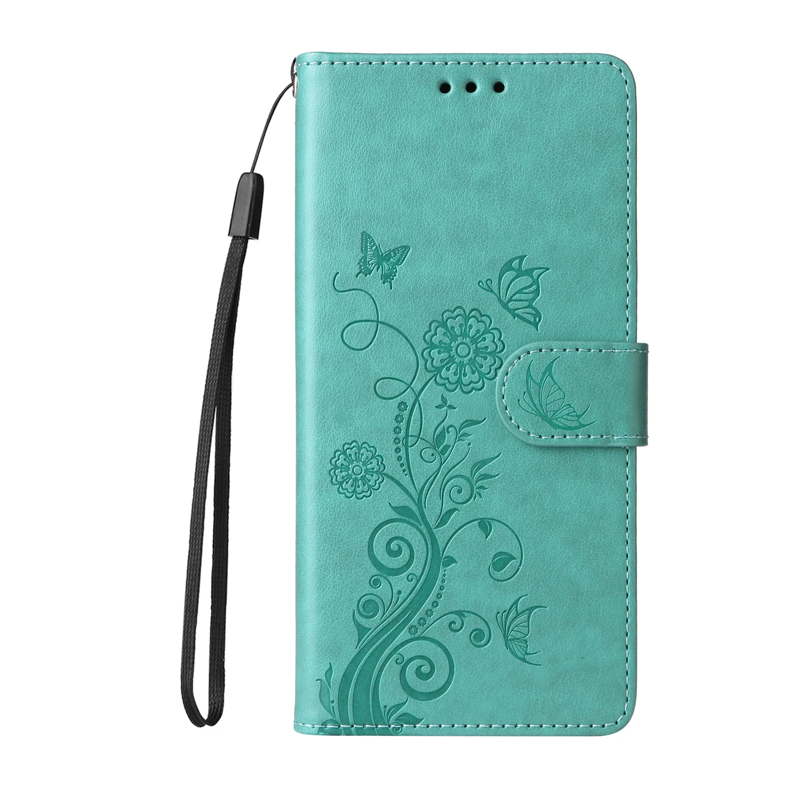 Elegant Leather Flip Cover Wallet Phone Case with Fringed Iris Card Slot