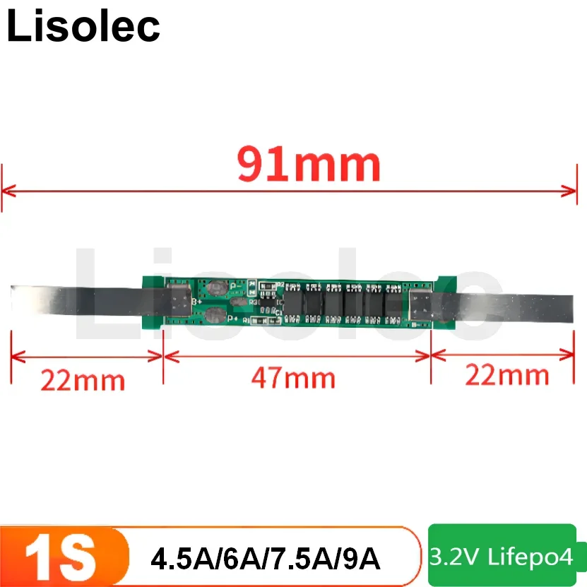 Lifepo4 BMS 충전 보드 보호 회로 플레이트 모듈, 3.2V 18650 32650 배터리 충전 컨트롤러, Pcm, 1S, 4.5A, 6A, 7.5A, 9A