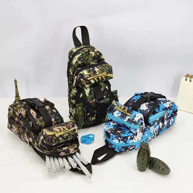 

Mini Schoolbag Camouflage Case Boy Pencil Bag Student Pen Bag Storage Bag Backpack Pen Pencil Case School Stationery