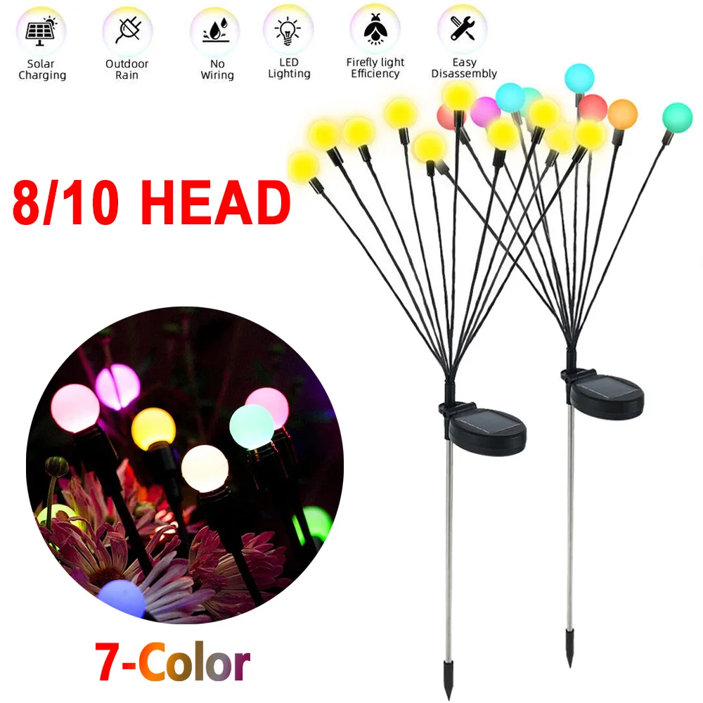

LED Solar Firefly Lights 8/10 Head Solar Garden Lawn Light Outdoor Waterproof Swaying Light For Patio Pathway Landscape Decor