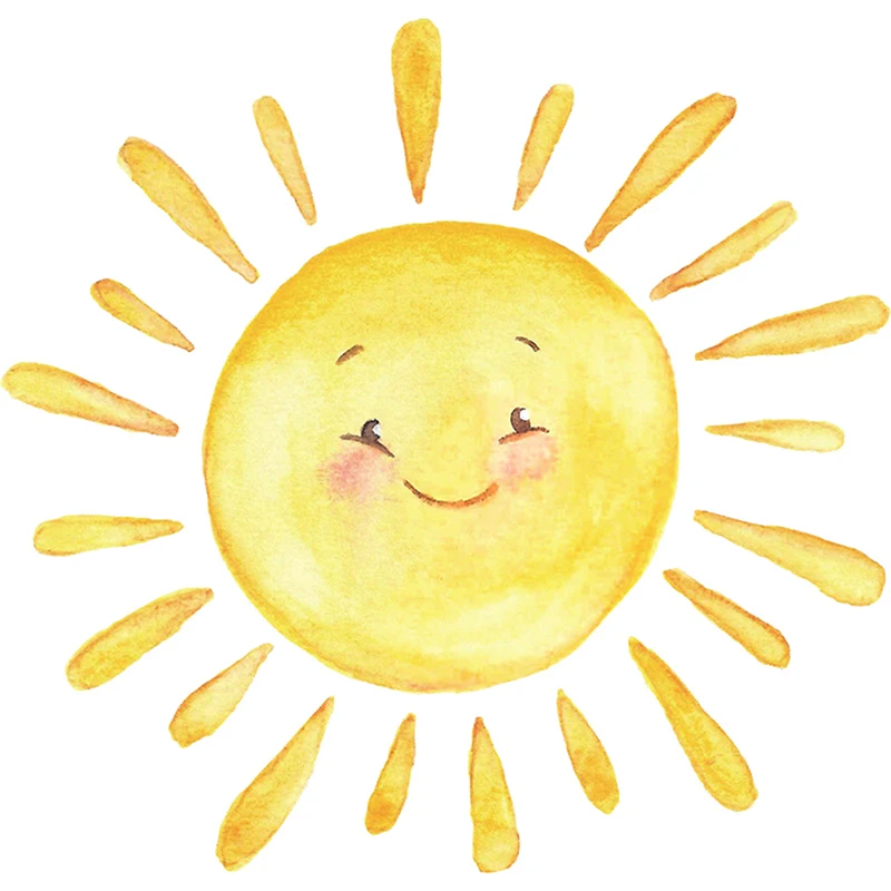 Cartoon Painted Rainbow Sun Children Bedroom Porch Home Wall Background