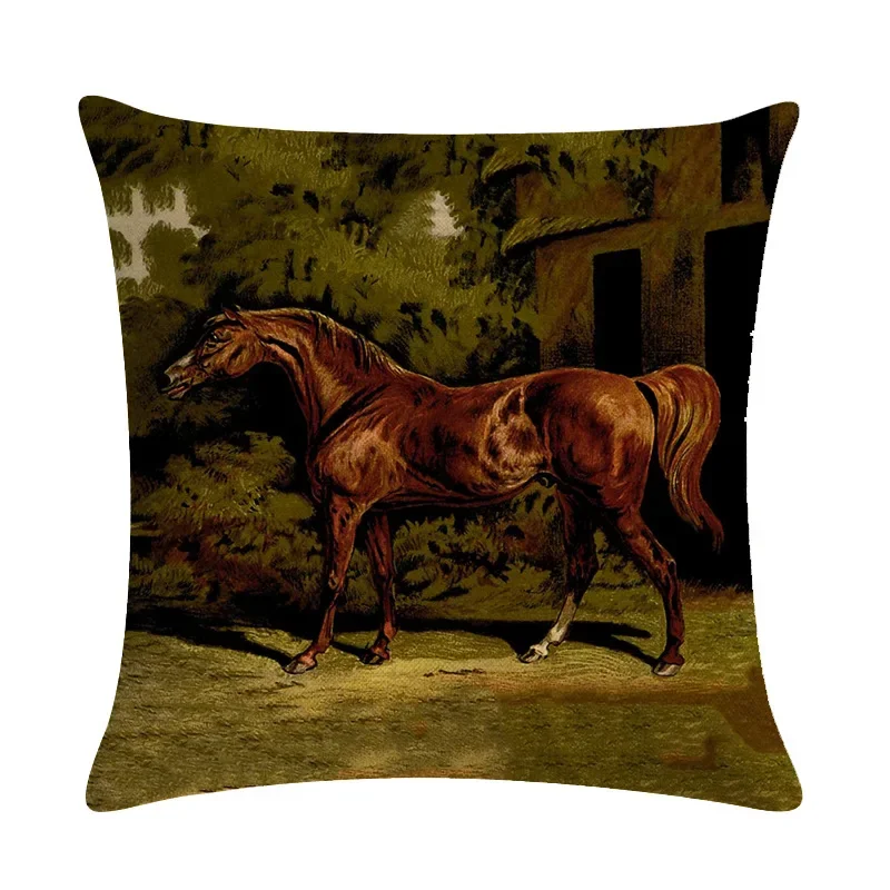 Federa per cuscino con stampa di cavallo, cuscino decorativo