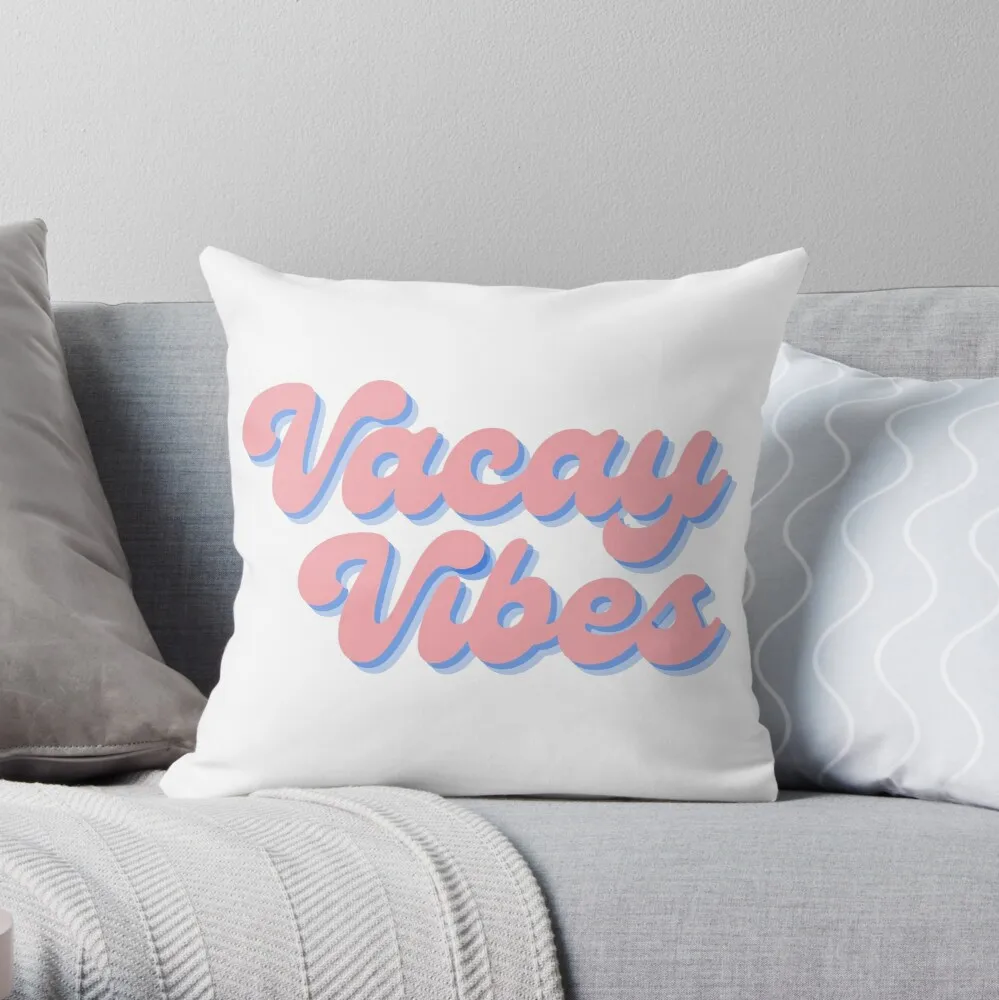 

Vacay Vibes Pink Throw Pillow Customizable Bedroom Bed Sofa Hotel Car Lumbar Fashion Decorative Cover