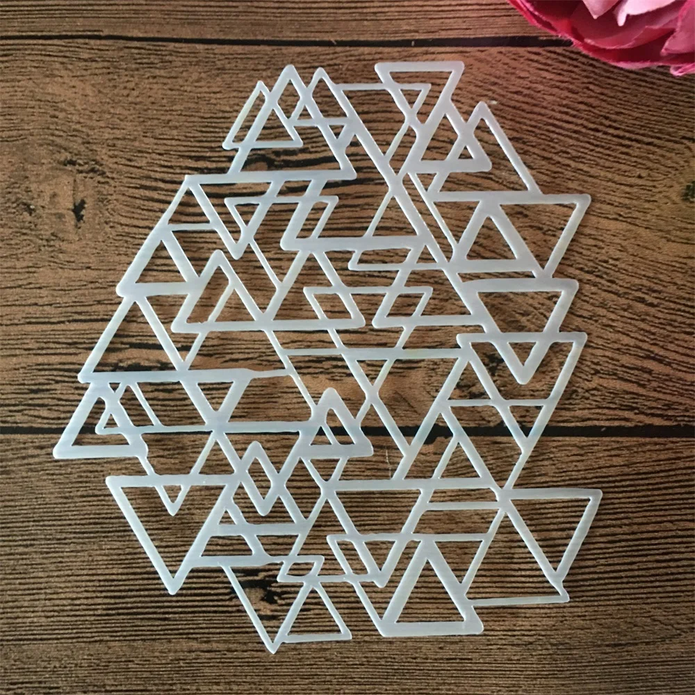 8Pcs/Set 13*13cm Geometry Round Hexagen Triangle DIY Layering Stencils Painting Scrapbook Coloring Embossing Album Deco Template images - 6