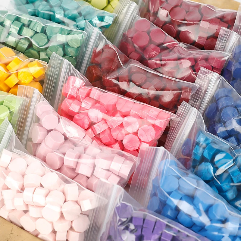 레트로 왁스 인감 팔각형 씰링 왁스 비즈 스탬프 스크랩북 재료 결혼식 초대장 봉투 엽서 왁스 입자, 100 개 