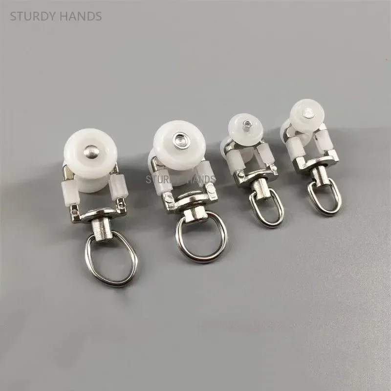 Curtain Track Pulley 10Pcs Stainless Steel Pulley Metal Roller Curtain Accessories Sling Hook Wheel Window Hardware