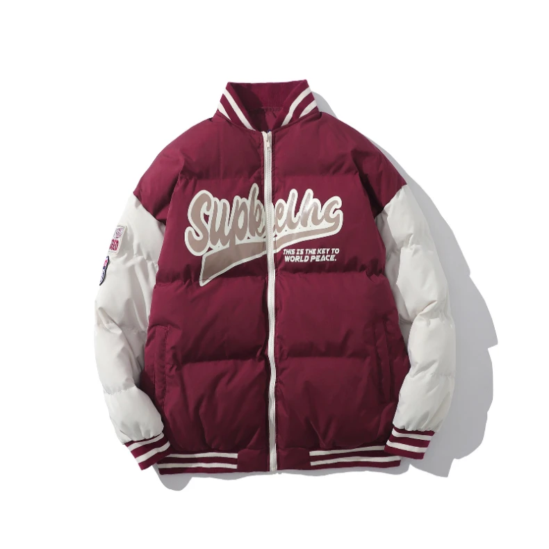 

Winter Streetwear Parkas Men Women Print Basketball Parkas Jacket Vintage Fashion Letter Parkas Men Warm Thick Couple Coat Male