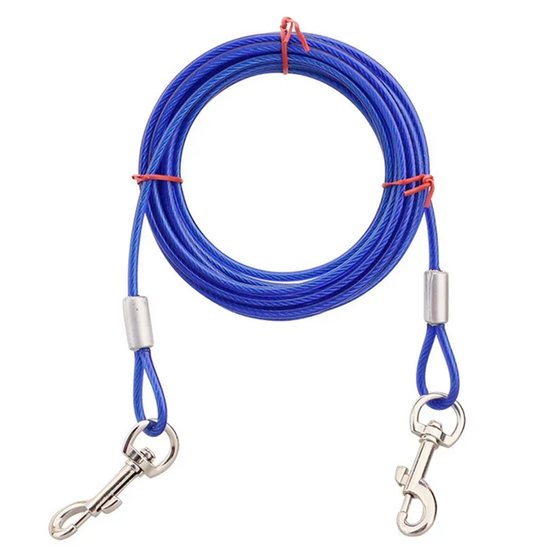 Dog Traction Rope Double Dog Walking and Training Leash Iron Wire Durable Chew Proof Leads Heavy Duty Dog Tie Out Cable for Large Dogs Outdoor
