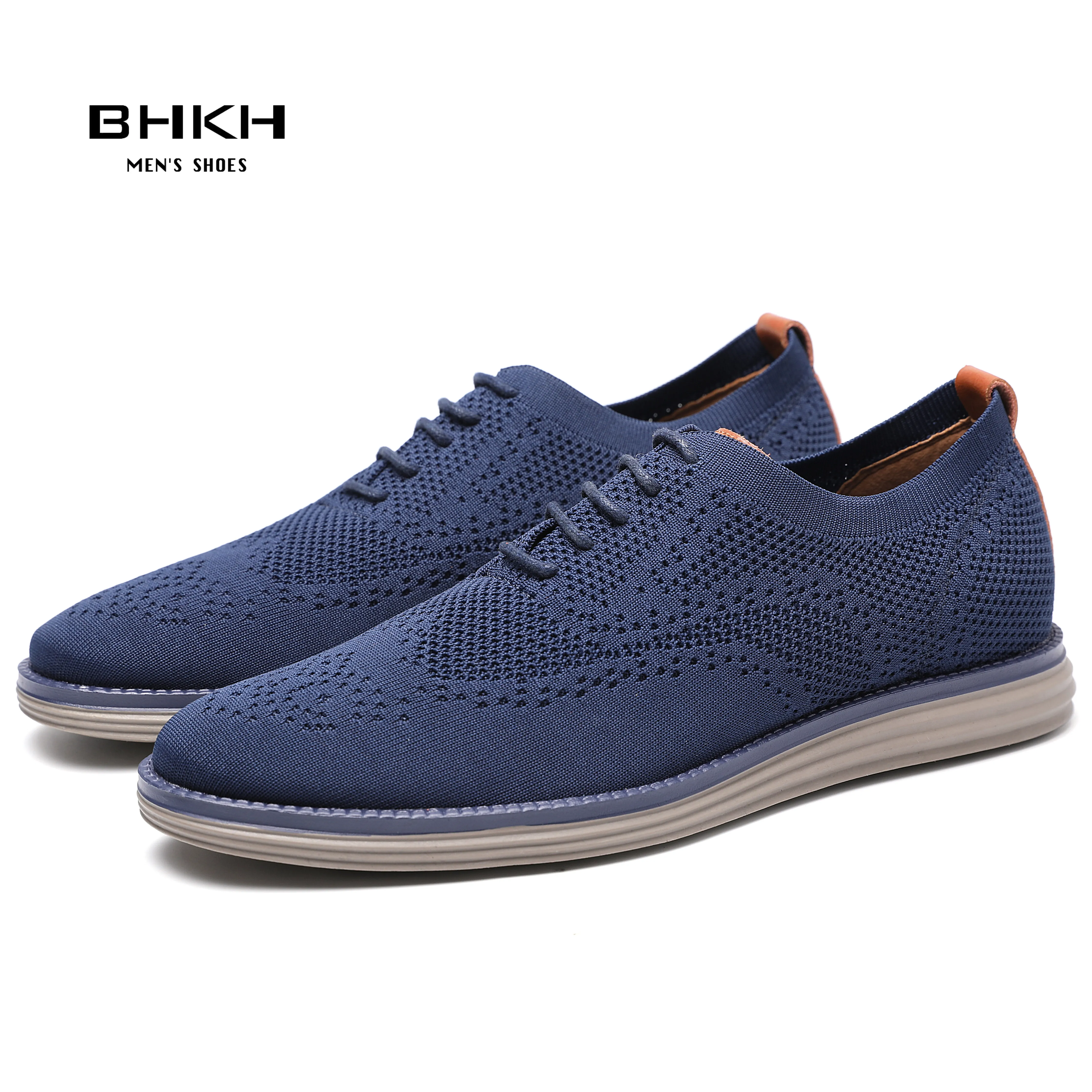 Mens Shoes BHKH 2025 Breathable Knitted Mesh Casual Shoes Lightweight Smart Casual Shoes Office Work Footwear Men