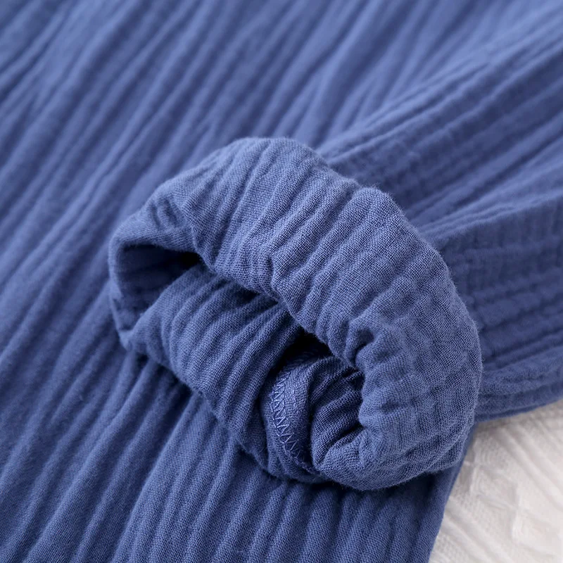 Men's Pajamas Autumn and Winter Long Sleeved Pants Cotton Simple Japanese Solid Color Home Service Suit Homewear